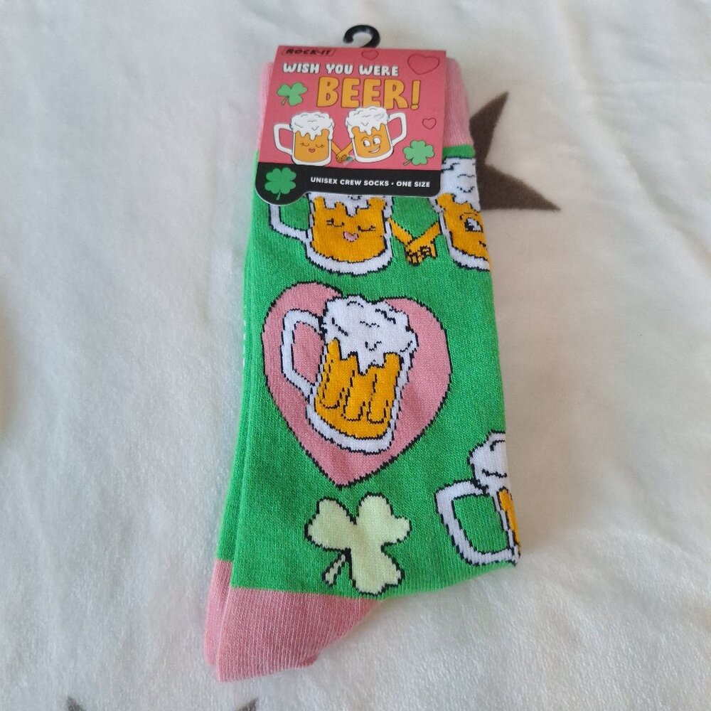 Novelty Wish You Were Beer Unisex Socks Funny Cute Partner Spouse Gift‎ Love